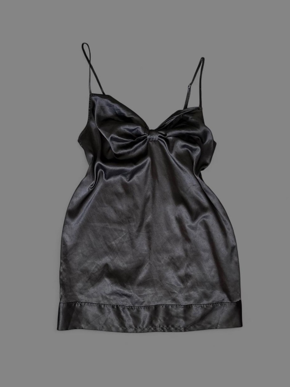 Victorias Secret 2009 Black Satin Bow Slip Dress